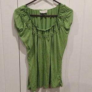 Sage Green shirt with floral crimped stitching by August Silk